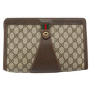 GUCCI GG Supreme Web Sherry Line Clutch Bag Beige Gold 156 01 033 Auth mr1505-13