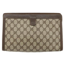 GUCCI GG Supreme Web Sherry Line Clutch Bag Beige Gold 156 01 033 Auth mr1505-2