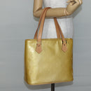 LOUIS VUITTON Monogram Vernis Houston Hand Bag Beige M91004 LV Auth mr1506-22