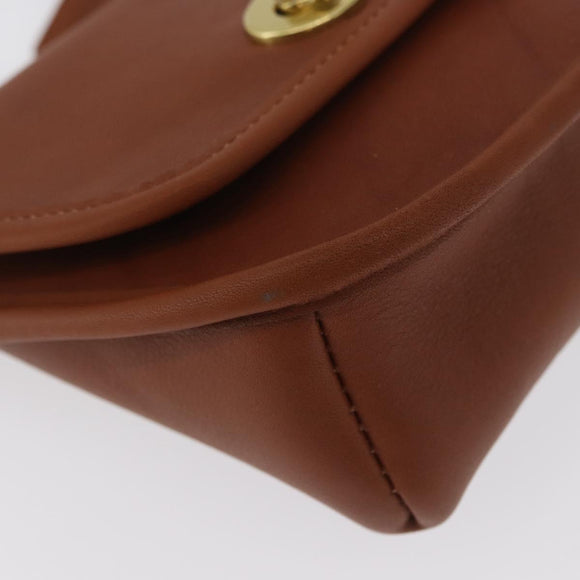 Coach Turn Lock Shoulder Bag Leather Brown Gold Auth mr1507