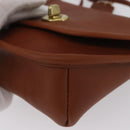 Coach Turn Lock Shoulder Bag Leather Brown Gold Auth mr1507-15