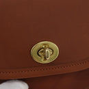 Coach Turn Lock Shoulder Bag Leather Brown Gold Auth mr1507-18