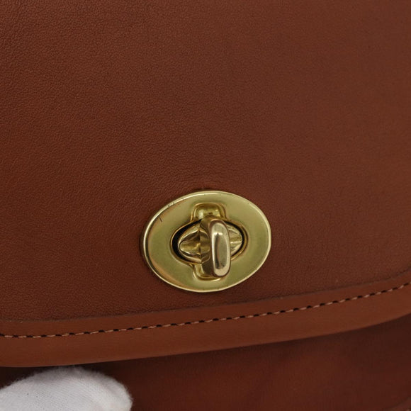 Coach Turn Lock Shoulder Bag Leather Brown Gold Auth mr1507