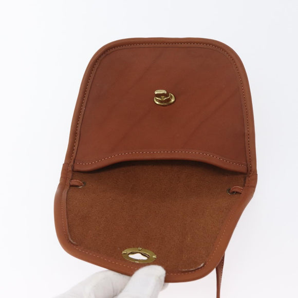 Coach Turn Lock Shoulder Bag Leather Brown Gold Auth mr1507