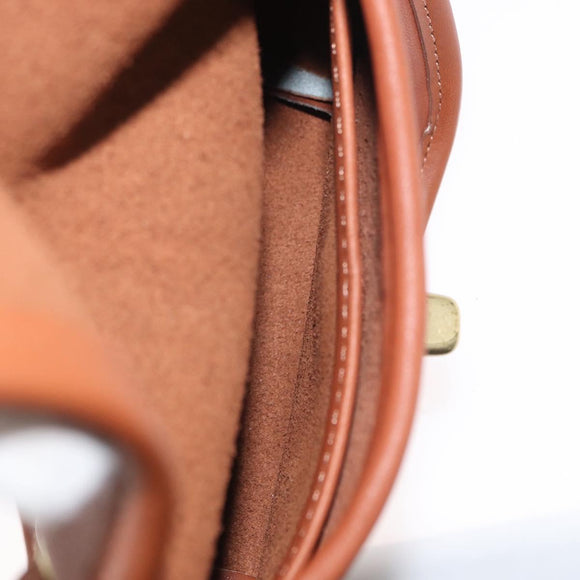 Coach Turn Lock Shoulder Bag Leather Brown Gold Auth mr1507