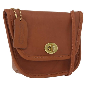 Coach Turn Lock Shoulder Bag Leather Brown Gold Auth mr1507
