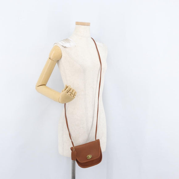 Coach Turn Lock Shoulder Bag Leather Brown Gold Auth mr1507