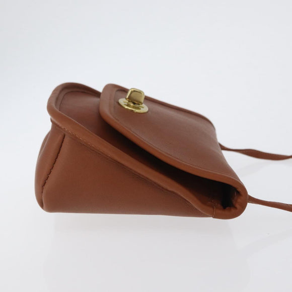 Coach Turn Lock Shoulder Bag Leather Brown Gold Auth mr1507