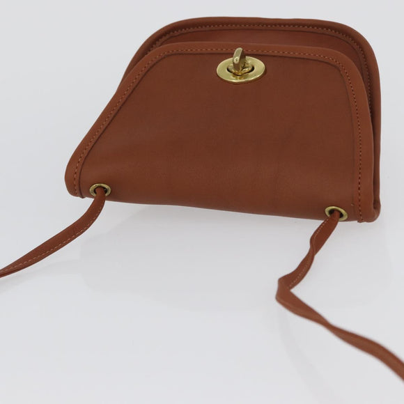 Coach Turn Lock Shoulder Bag Leather Brown Gold Auth mr1507