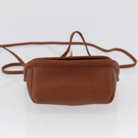 Coach Turn Lock Shoulder Bag Leather Brown Gold Auth mr1507