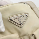 PRADA Tote Bag Nylon Beige Silver Auth mr1510-14