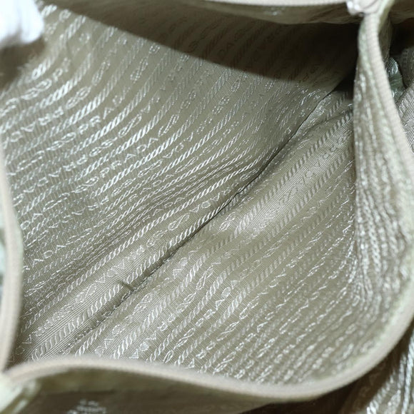 PRADA Tote Bag Nylon Beige Silver Auth mr1510