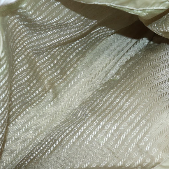 PRADA Tote Bag Nylon Beige Silver Auth mr1510