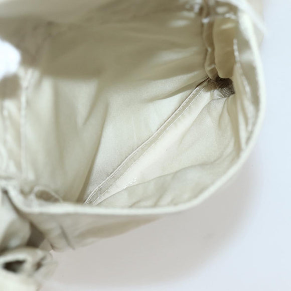 PRADA Tote Bag Nylon Beige Silver Auth mr1510