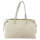 PRADA Tote Bag Nylon Beige Silver Auth mr1510-3