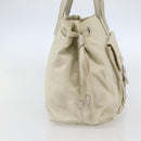 PRADA Tote Bag Nylon Beige Silver Auth mr1510-4