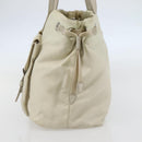 PRADA Tote Bag Nylon Beige Silver Auth mr1510-5