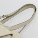PRADA Tote Bag Nylon Beige Silver Auth mr1510-8