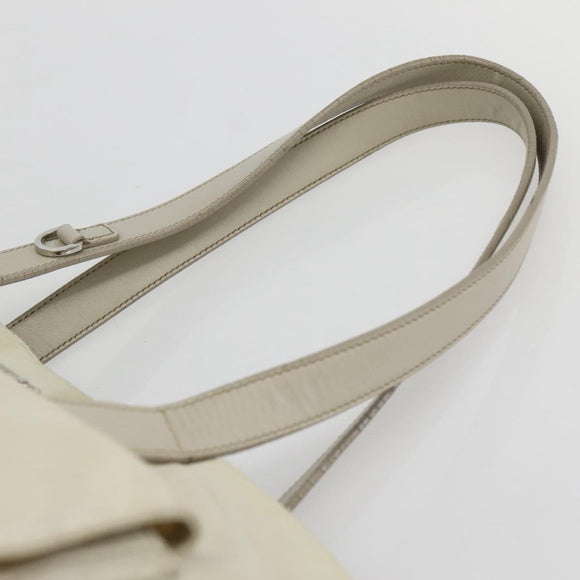 PRADA Tote Bag Nylon Beige Silver Auth mr1510