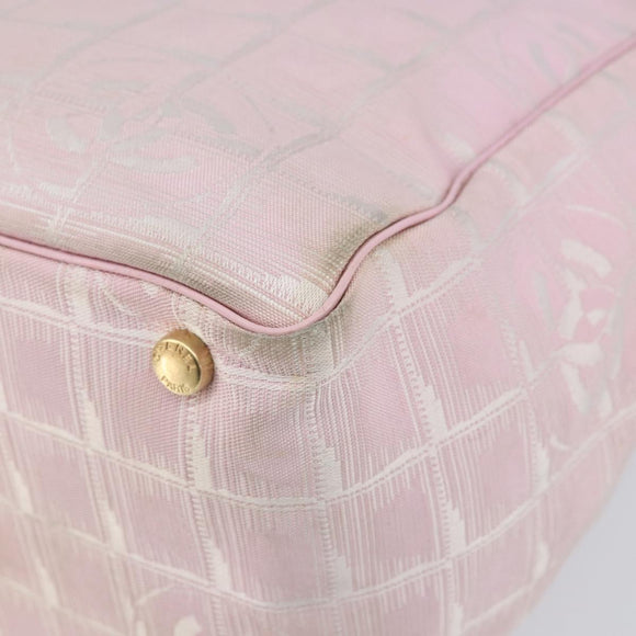 CHANEL New Travel Line Einkaufstasche Nylon Rosa Gold CC Auth mr1511