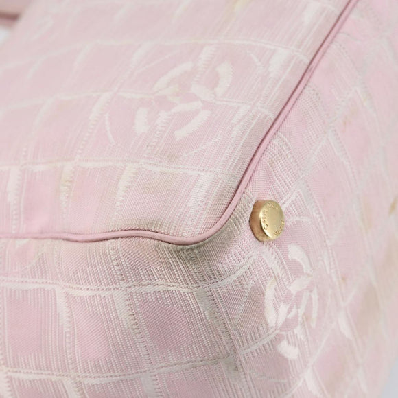CHANEL New Travel Line Einkaufstasche Nylon Rosa Gold CC Auth mr1511