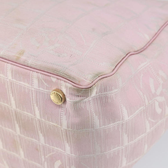 CHANEL New Travel Line Einkaufstasche Nylon Rosa Gold CC Auth mr1511