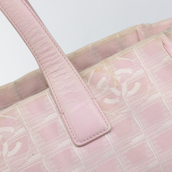 CHANEL New Travel Line Einkaufstasche Nylon Rosa Gold CC Auth mr1511