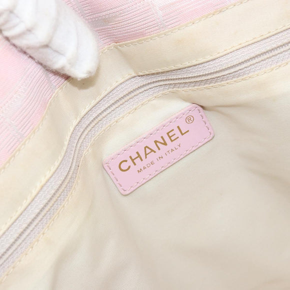 CHANEL New Travel Line Einkaufstasche Nylon Rosa Gold CC Auth mr1511