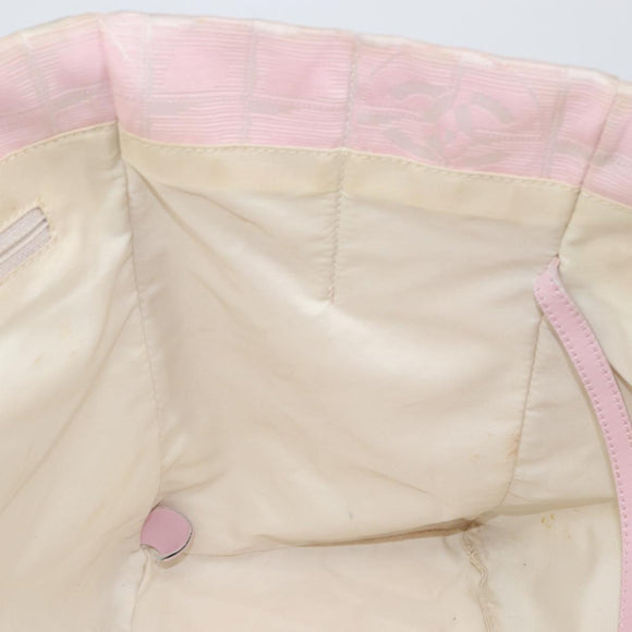 CHANEL New Travel Line Einkaufstasche Nylon Rosa Gold CC Auth mr1511