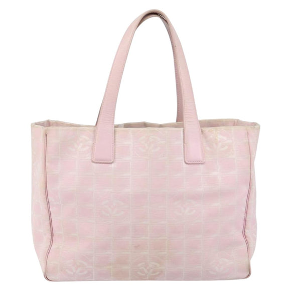 CHANEL New Travel Line Einkaufstasche Nylon Rosa Gold CC Auth mr1511