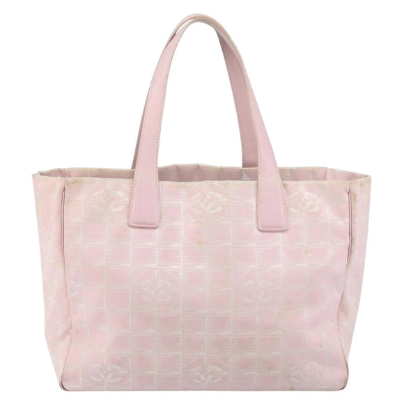 CHANEL New Travel Line Einkaufstasche Nylon Rosa Gold CC Auth mr1511