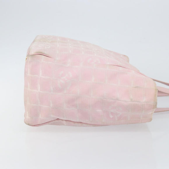 CHANEL New Travel Line Einkaufstasche Nylon Rosa Gold CC Auth mr1511