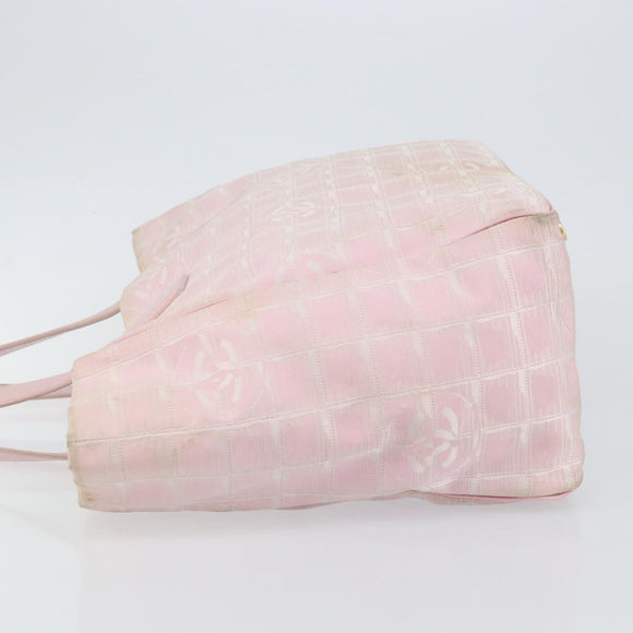CHANEL New Travel Line Einkaufstasche Nylon Rosa Gold CC Auth mr1511