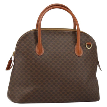 CELINE Macadam Canvas Hand Bag PVC Leather Brown Gold Auth mr1512