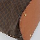 CELINE Macadam Canvas Hand Bag PVC Leather Brown Gold Auth mr1512-11