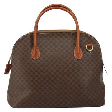 CELINE Macadam Canvas Hand Bag PVC Leather Brown Gold Auth mr1512 - 0