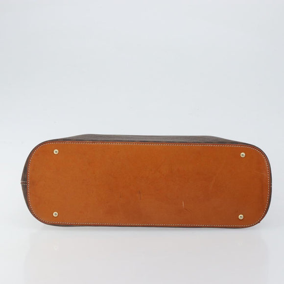 CELINE Macadam Canvas Hand Bag PVC Leather Brown Gold Auth mr1512