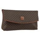 CELINE Macadam Canvas Clutch Bag PVC Leather Brown Gold Auth mr1513-1