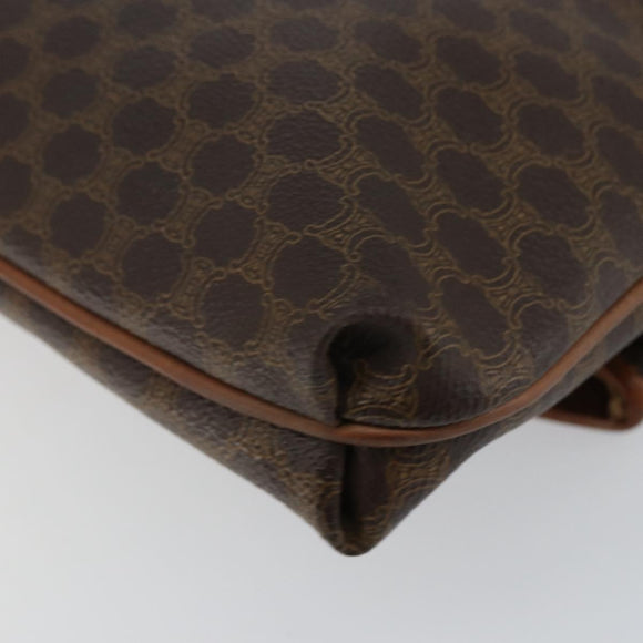 CELINE Macadam Canvas Clutch Bag PVC Leather Brown Gold Auth mr1513