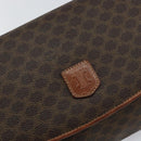 CELINE Macadam Canvas Clutch Bag PVC Leather Brown Gold Auth mr1513-17