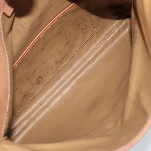 CELINE Macadam Canvas Clutch Bag PVC Leather Brown Gold Auth mr1513