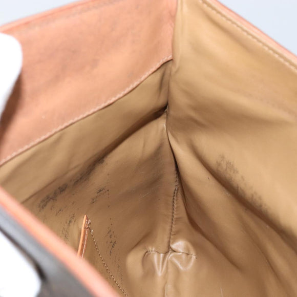 CELINE Macadam Canvas Clutch Bag PVC Leather Brown Gold Auth mr1513