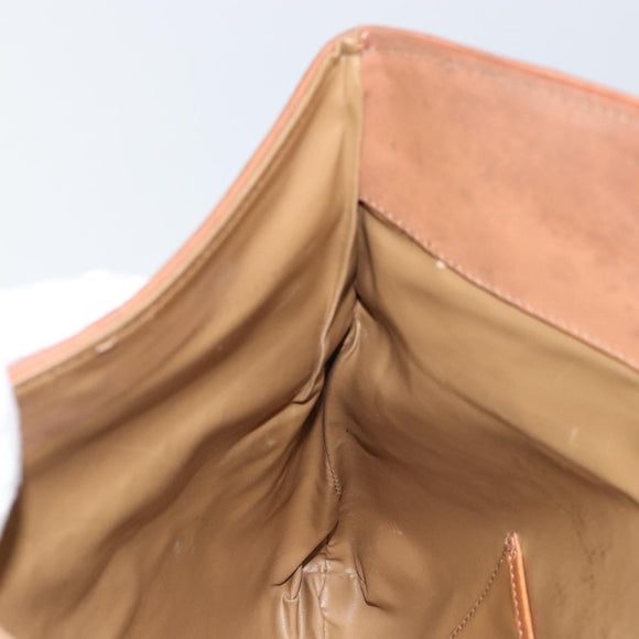 CELINE Macadam Canvas Clutch Bag PVC Leather Brown Gold Auth mr1513