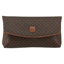 CELINE Macadam Canvas Clutch Bag PVC Leather Brown Gold Auth mr1513-13