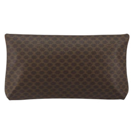 CELINE Macadam Canvas Clutch Bag PVC Leather Brown Gold Auth mr1513 - 0