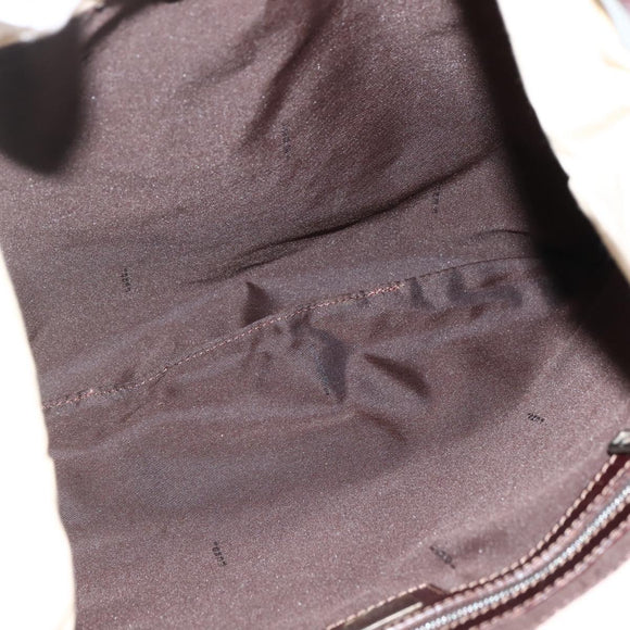 FENDI Shoulder Bag Canvas Beige Silver Auth mr1514