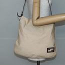 FENDI Shoulder Bag Canvas Beige Silver Auth mr1514-22
