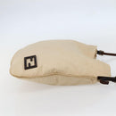 FENDI Shoulder Bag Canvas Beige Silver Auth mr1514-4