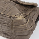 PRADA Quilted Gathered Shoulder Bag Leather plastic Brown Auth mr1517-9