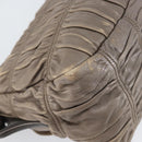 PRADA Quilted Gathered Shoulder Bag Leather plastic Brown Auth mr1517-16